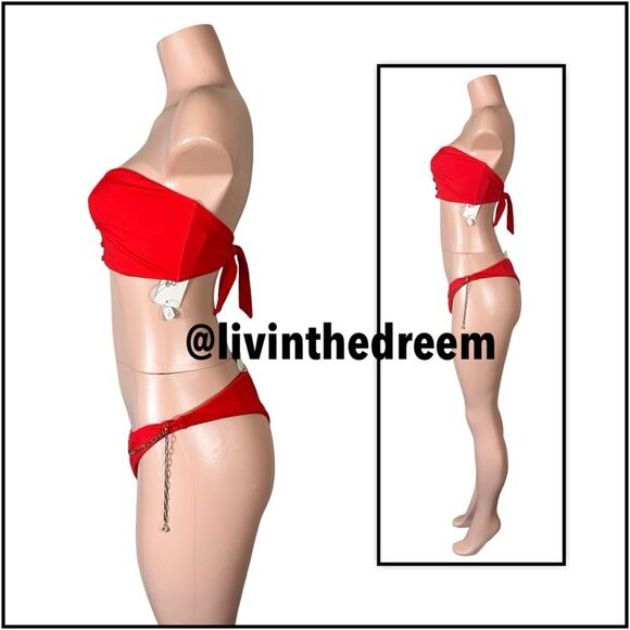 Noelani Bandeau Top XL Serena Skimpy Bottom XL  - Red $320 - Picture 4 of 14